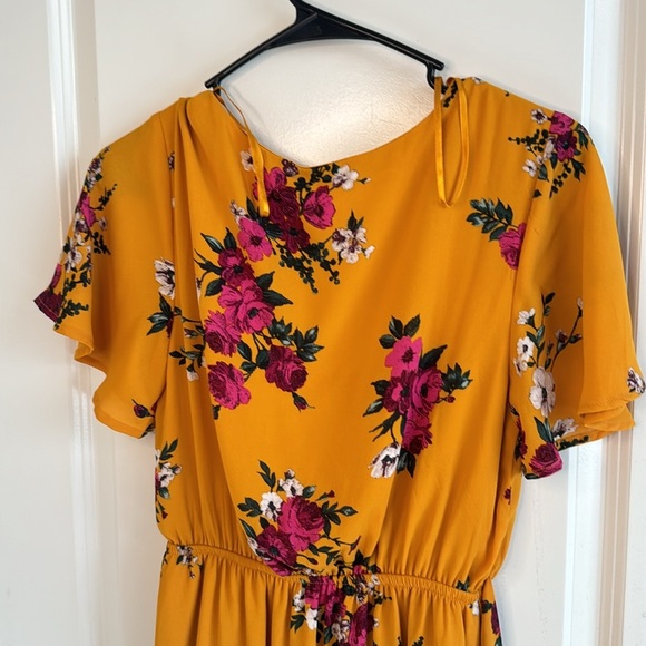 One Clothing Yellow with Magenta Flowers Summer/ Spring Dress, Size Small - Picture 6 of 10